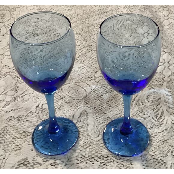 2 CRISTAR Cobalt Blue Wine Glasses Water Goblets 10 oz Copa Versalles Columbia - Picture 2 of 8